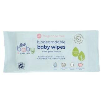 Boots Baby Fragrance Free Biodegradable soft baby wipes, single pack  64 wipes