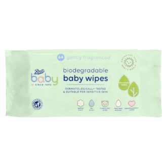 Boots Baby Gently Fragranced Biodegradable soft baby wipes, single pack 64 wipes