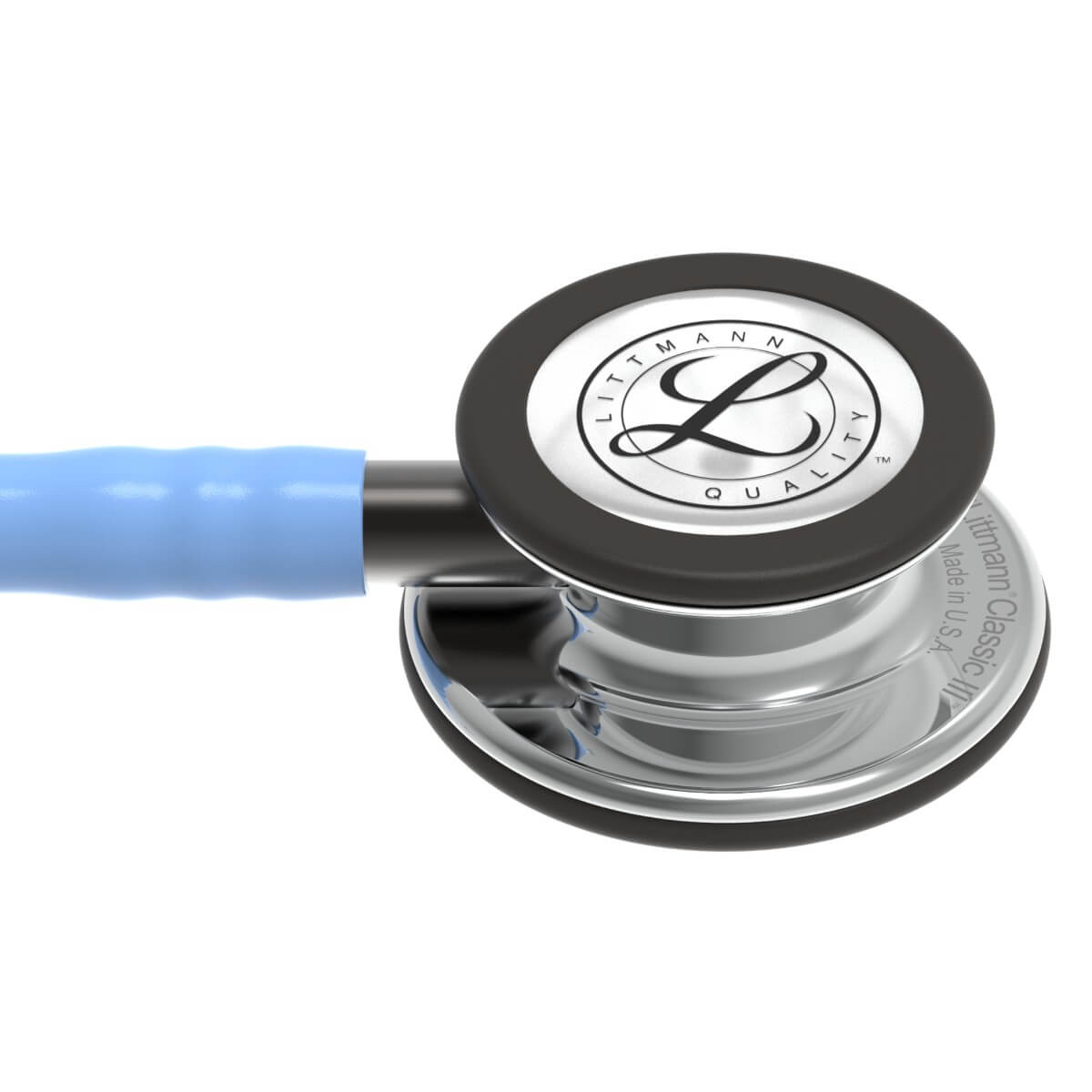 3M Littmann Classic III Monitoring Stethoscope, Mirror Chestpiece, Ceil Blue Tube, Smoke Stem, Smoke Headset - 5959 - Image 2