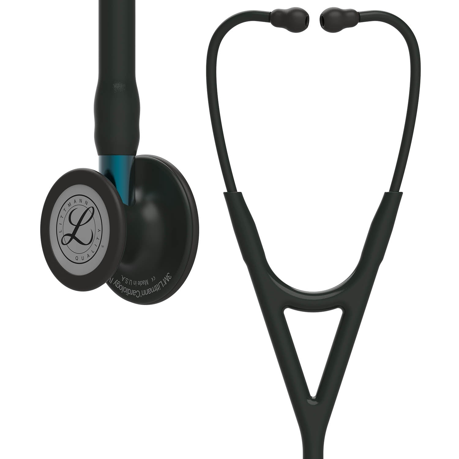 3M Littmann Cardiology IV Diagnostic Stethoscope: Black & Black - Blue Stem 6201