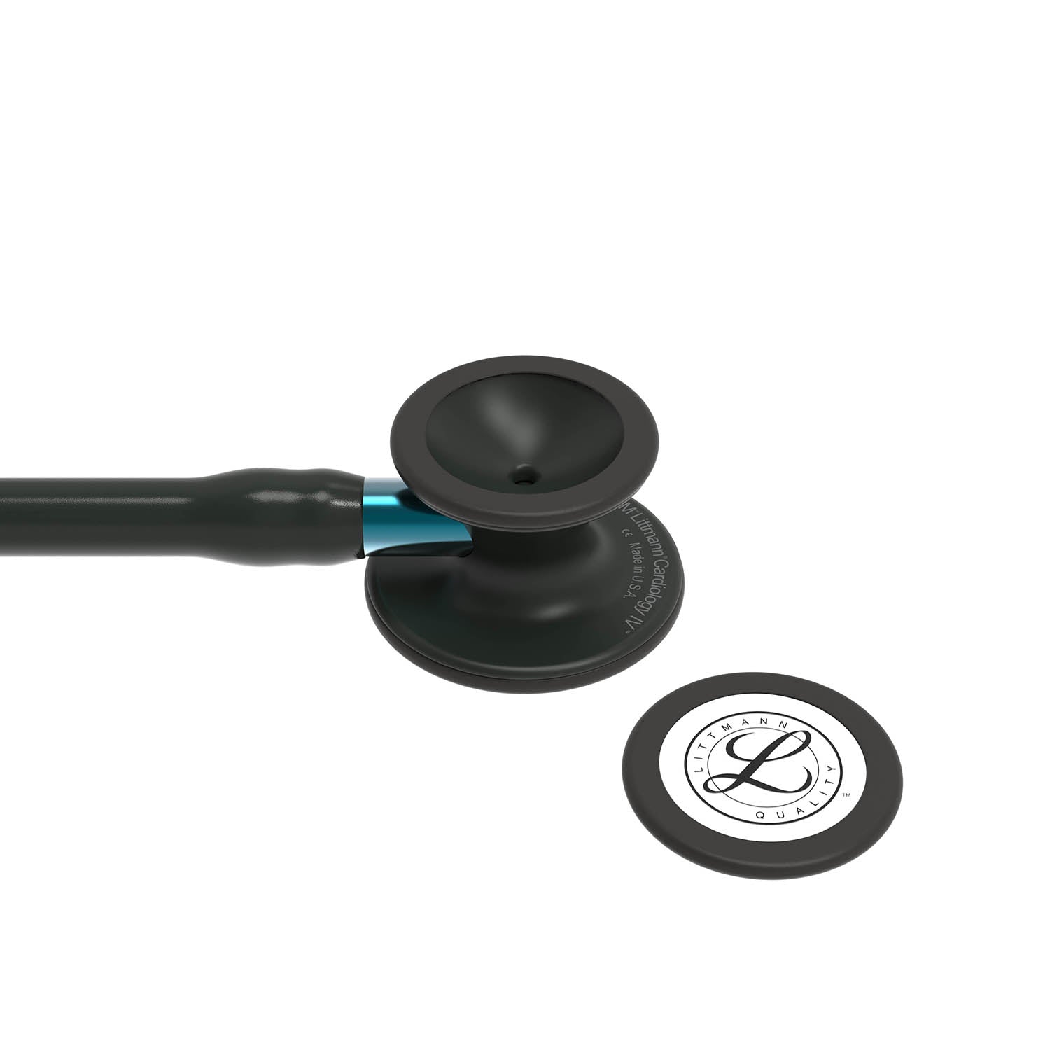 3M Littmann Cardiology IV Diagnostic Stethoscope: Black & Black - Blue Stem 6201 - Image 3