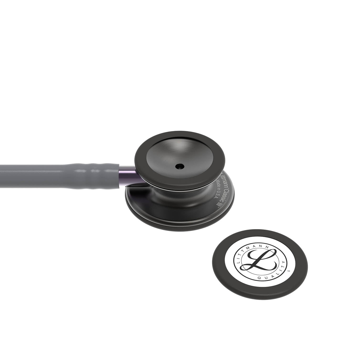 3M Littmann Classic III Monitoring Stethoscope: Smoke & Gray - Violet Stem 5873 - Image 3