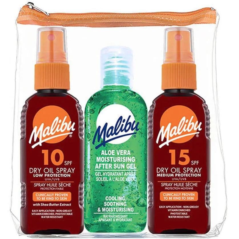 MALIBU Dry Oil Sprays & After Sun Holiday Pack 3 x 100ml